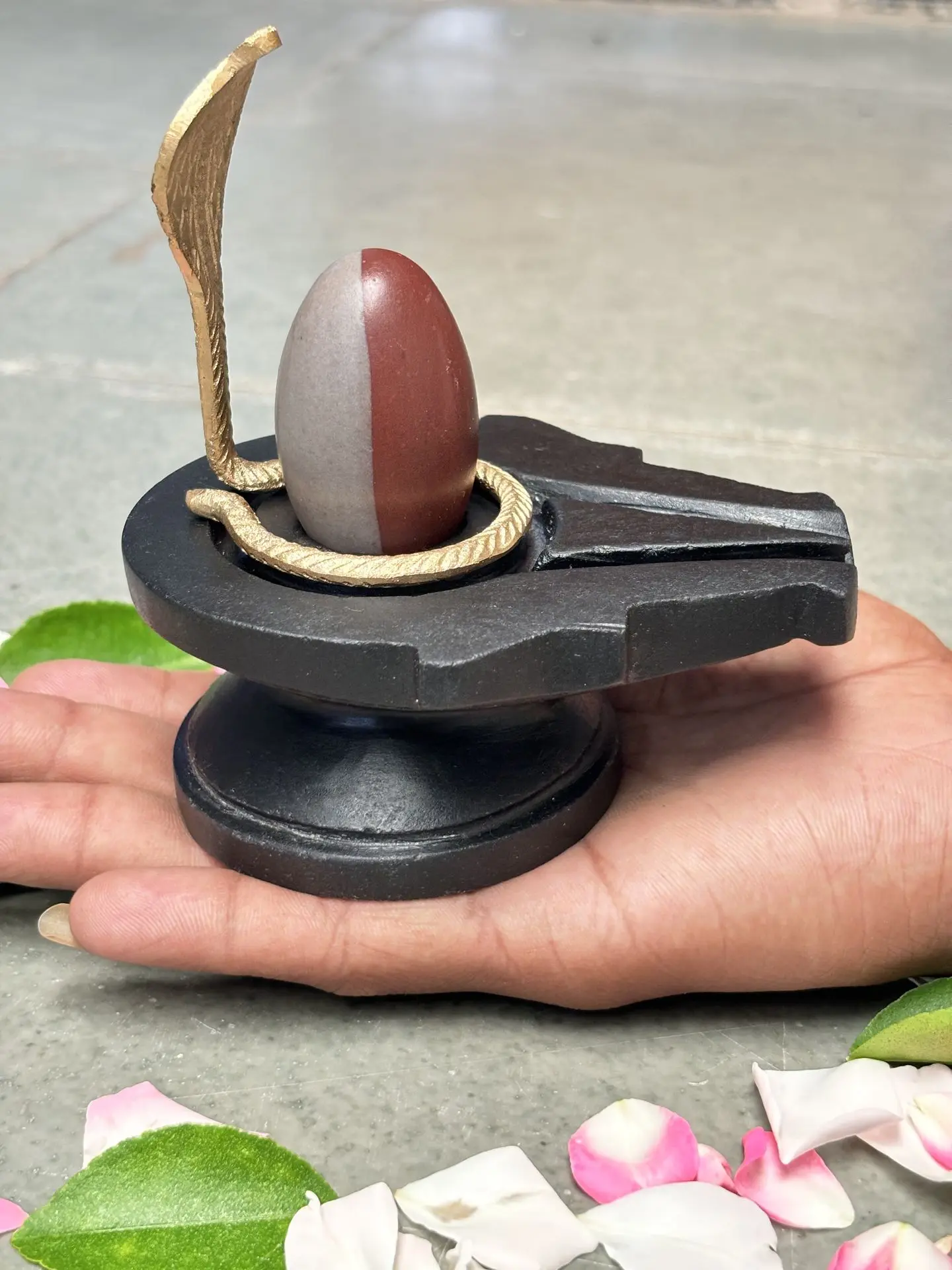 2 Inch Ardhanareshwar Narmadeshwar Shivling with 4 Inch Damru Jaladhari